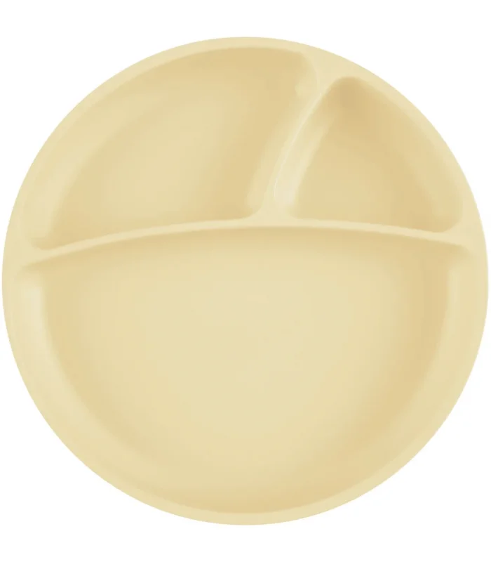 OiOi Porsiyon Vakum Tabanlı Silikon Tabak Mellow Yellow