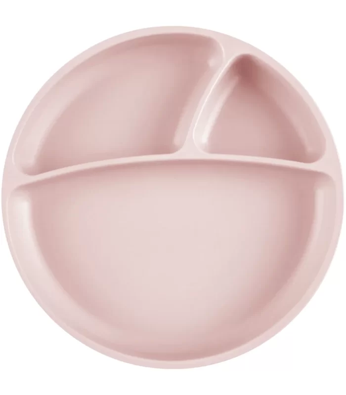 OiOi Porsiyon Vakum Tabanlı Silikon Tabak Pinky Pink