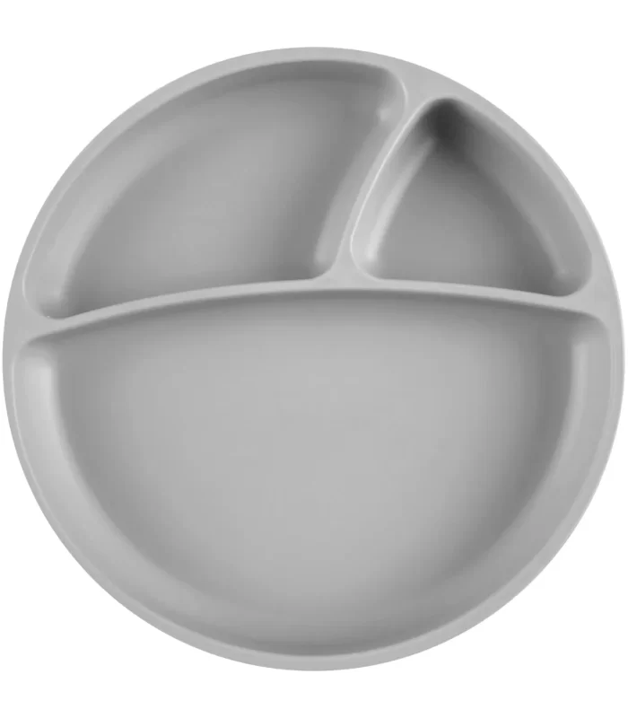 OiOi Porsiyon Vakum Tabanlı Silikon Tabak Powder Grey