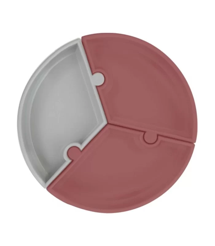 Oioi Puzzle Vakum Tabanlı Silikon Tabak Velvet Rose / Powder Grey