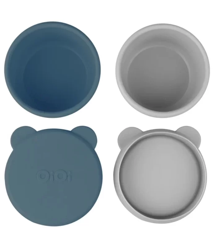 Oioi Silikon Kapaklı Mini Kase 2li Mini Bites Deep Blue / Powder Grey