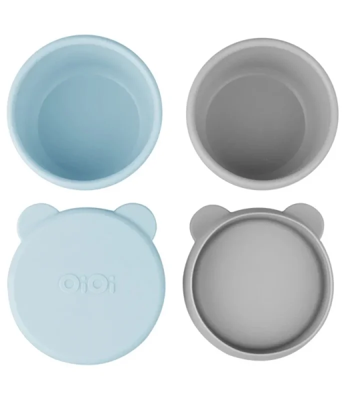 Oioi Silikon Kapaklı Mini Kase 2li Mini Bites Mineral Blue / Powder Grey