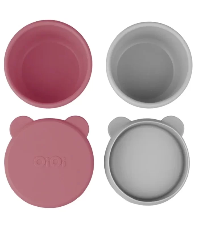 Oioi Silikon Kapaklı Mini Kase 2li Mini Bites Velvet Rose / Powder Grey