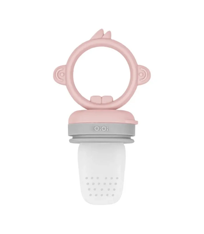 OiOi Silikon Püre Meyve Sebze Emziği Pinky Pink / Powder Grey