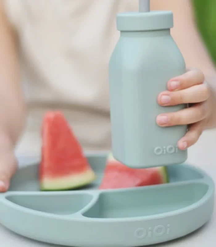 Oioi Şişe + Pipet 200ml River Green / Powder Grey