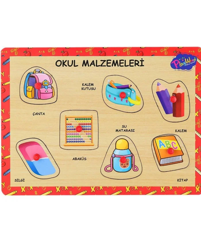 ONY-196-197 Ahşap Tutmalı Okul Malzemeleri -Onyıl Oyuncak