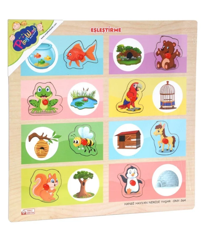 ONY-363-364 Ahşap Tutmalı Eşleştirme Hangi Hayvan Nerede Yaşar -Onyıl