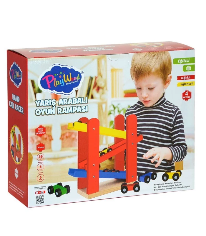 ONY-382 PlayWood  Ahşap Yarış Arabalı Oyun Rampası-Onyıl