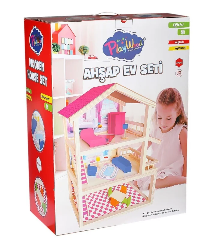 ONY-398 Büyük Ahşap Ev Seti -Onyıl Oyuncak