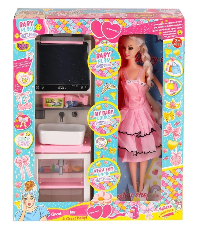 OYD-02390 Bebek ve Aynalı Lavabo Oyun Seti -Oydaş Oyuncak