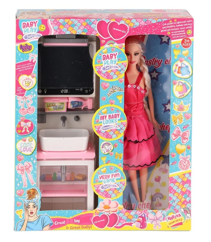 OYD-02390 Bebek ve Aynalı Lavabo Oyun Seti -Oydaş Oyuncak