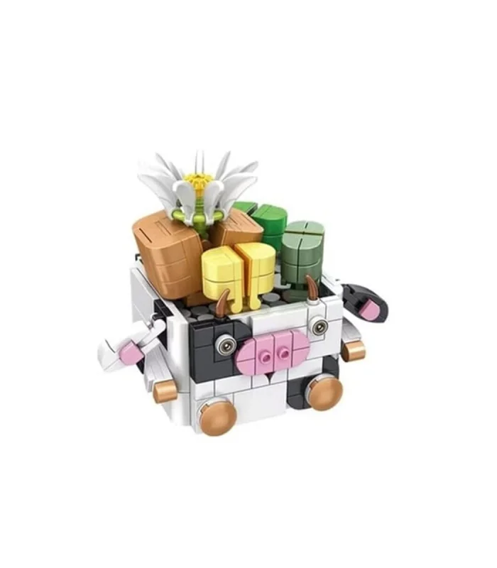 P655012 PANLOS HAYVAN SAKSILARI BUKET SETLERİ İNEK 341 PARÇA BLOCK OYUNCAK