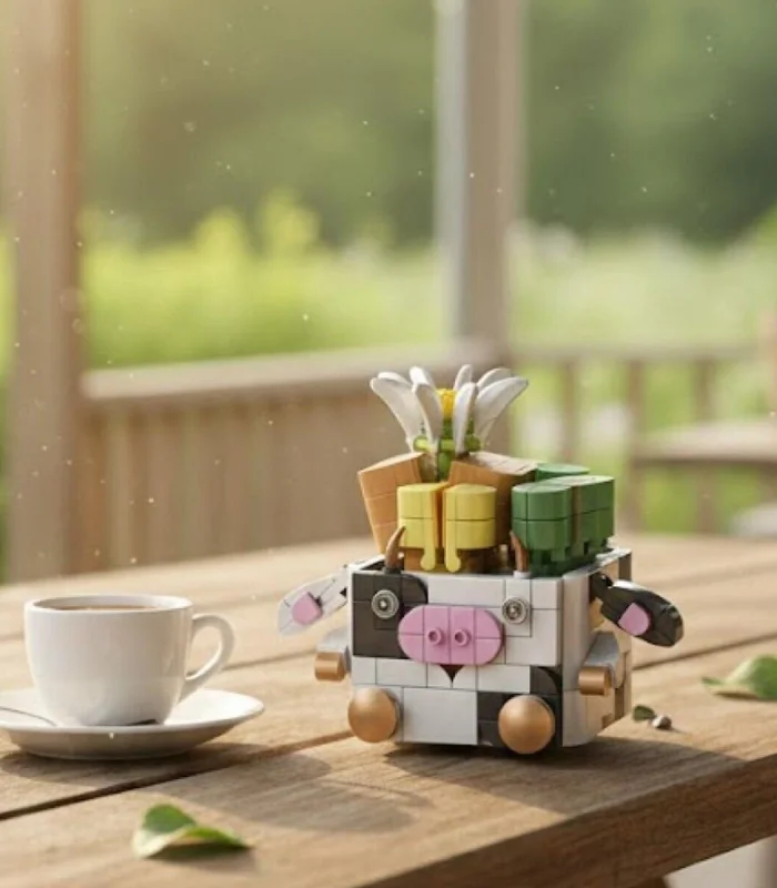 P655012 PANLOS HAYVAN SAKSILARI BUKET SETLERİ İNEK 341 PARÇA BLOCK OYUNCAK