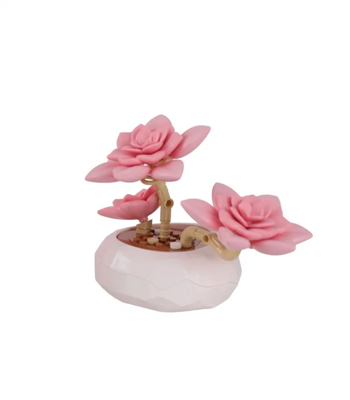 P655064 PANLOS PEMBE NİLÜFER SUKULENT MODEL 82 PARÇA BLOCK OYUNCAK