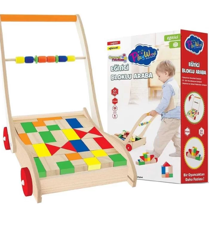 Playwood Ahşap Eğitici Bloklu Araba 373