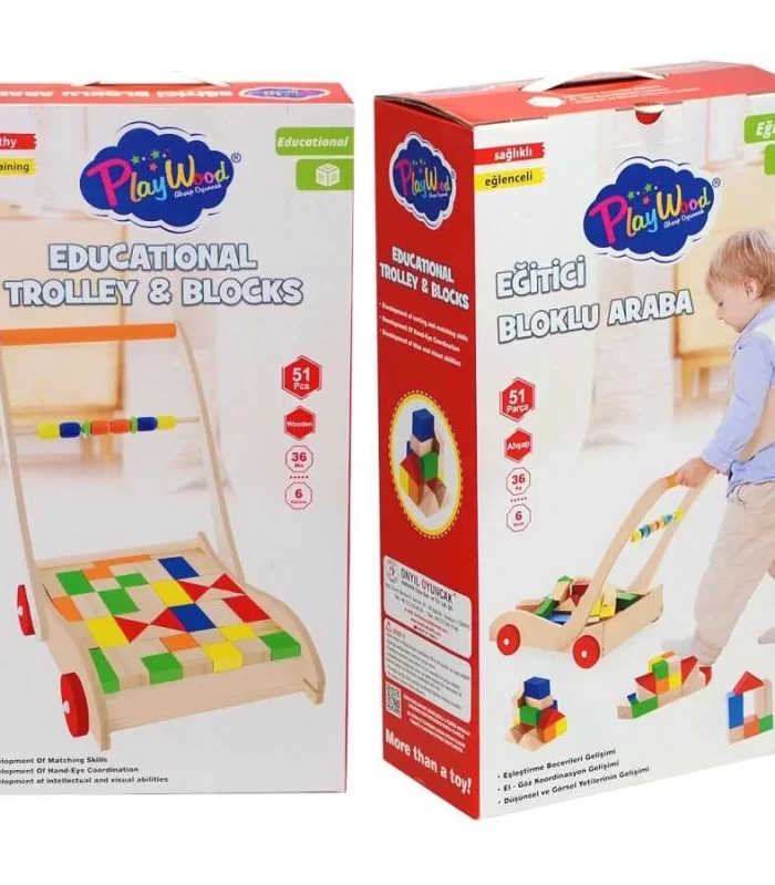 Playwood Ahşap Eğitici Bloklu Araba 373