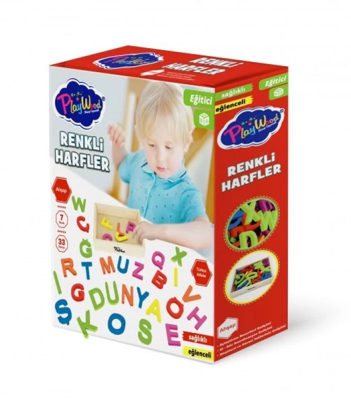 PlayWood Ahşap Kasalı Renkli Harfler 33 Parça 402