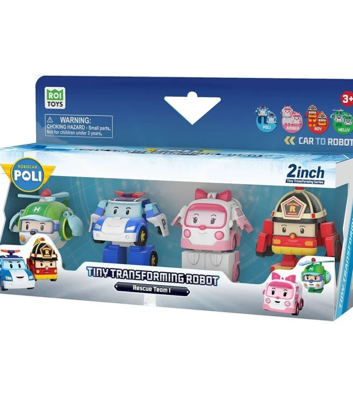 POLI MRT-674 Robocar Poli Mini Transforming Kasabanın Kurtarma Araçları 4lü Set