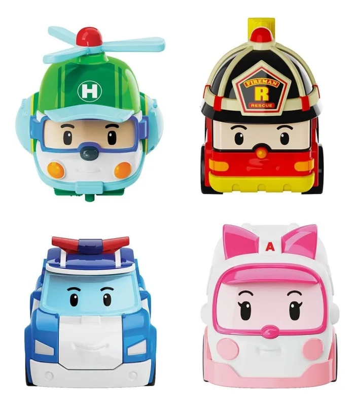 POLI MRT-760 Robocar Poli Mini Kasabanın Kurtarma Araçları 4lü Set