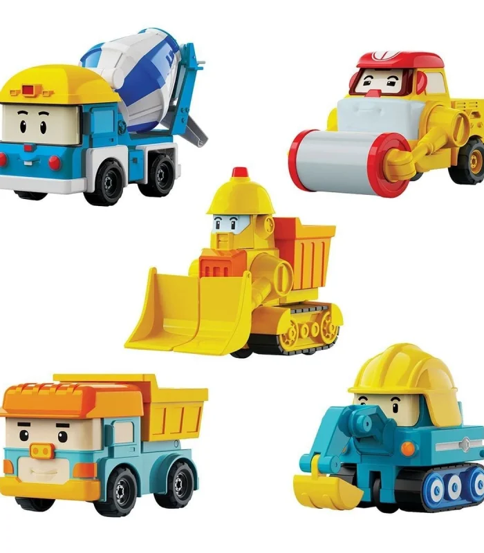 POLI MRT-761 Robocar Poli Mini İnşaat Araçları 5li Set