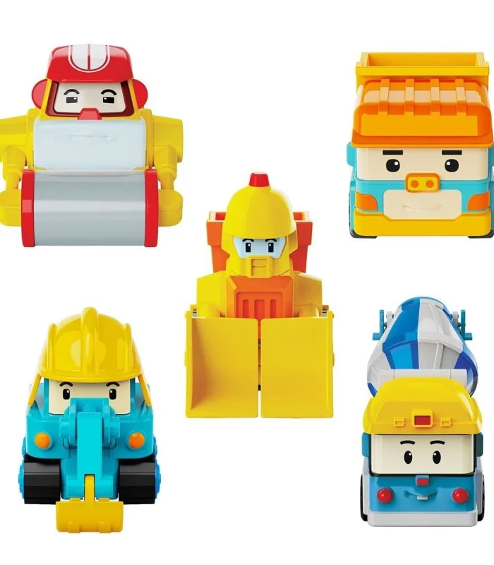 POLI MRT-761 Robocar Poli Mini İnşaat Araçları 5li Set