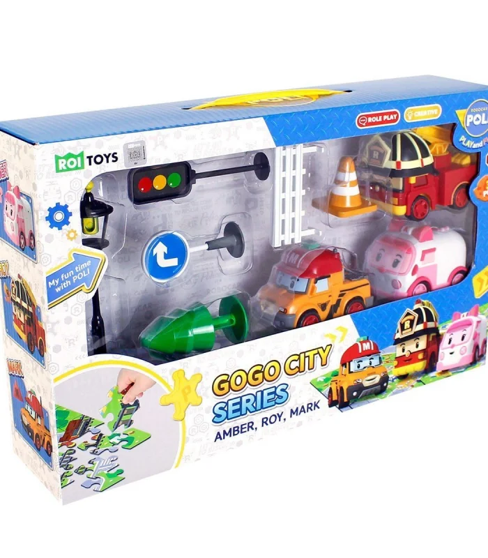 POLI ZR-913 Robocar Poli Gogo City Seri Ambar,Roy,Mark Oyun Seti