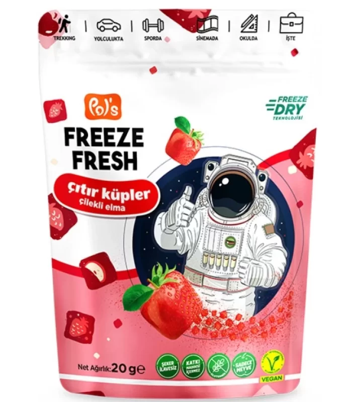 Pol’s Freeze Fresh Çıtır Küpler Çilek Elma 20 Gr