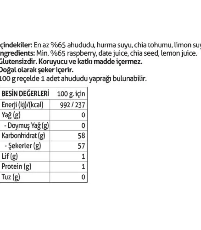 Pol’s Gurme Chia Tohumlu Şekersiz Ahududu Reçeli 285 Gr