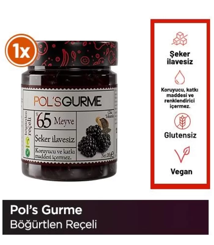 Pol’s Gurme Chia Tohumlu Şekersiz Böğürtlen Reçeli 285 Gr