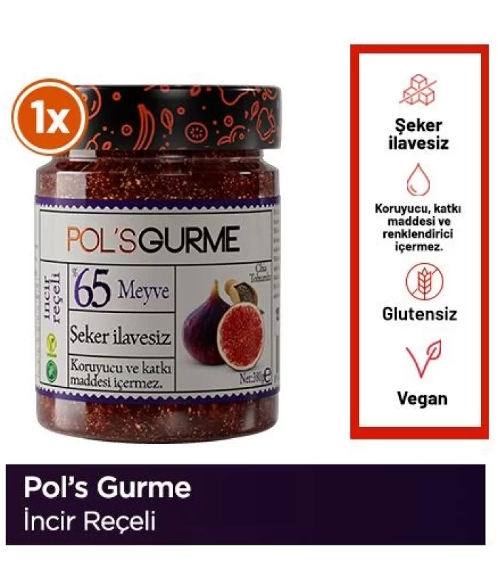 Pol’s Gurme Chia Tohumlu Şekersiz İncir Reçeli 380 Gr