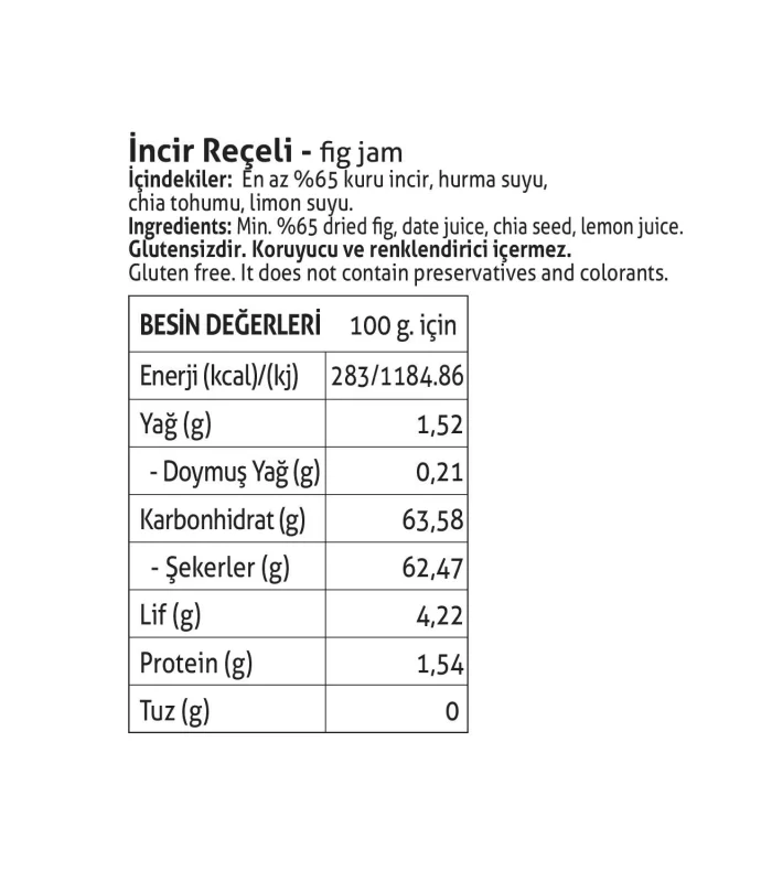 Pol’s Gurme Chia Tohumlu Şekersiz İncir Reçeli 380 Gr