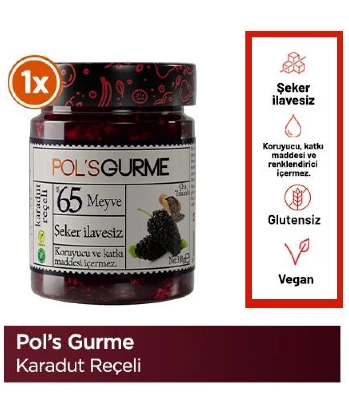 Pol’s Gurme Chia Tohumlu Şekersiz Karadut Reçeli 380 Gr