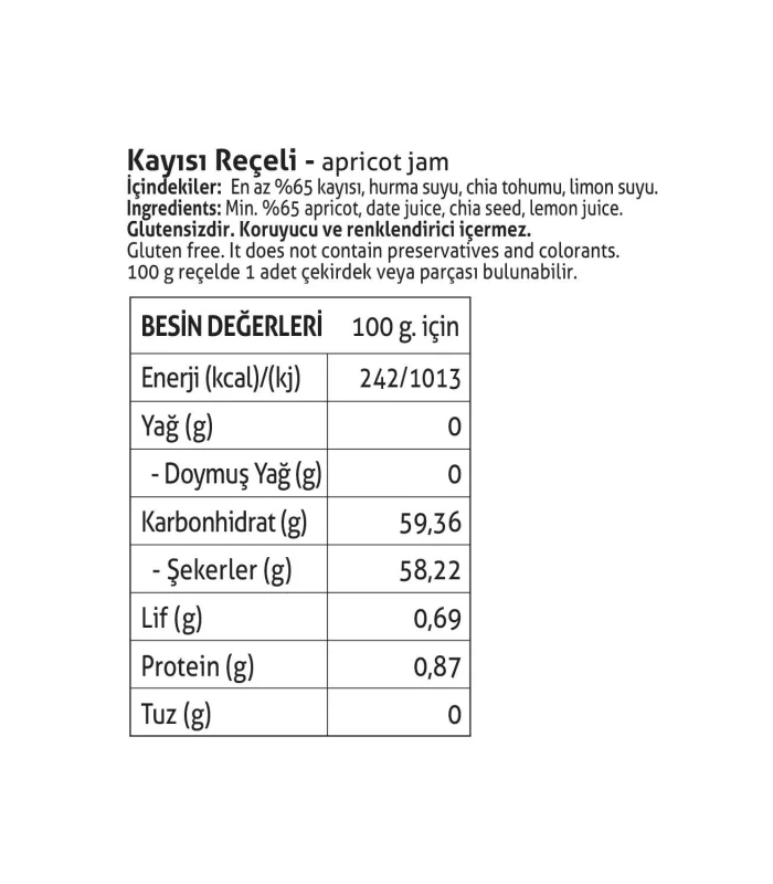 Pol’s Gurme Chia Tohumlu Şekersiz Kayısı Reçeli 380 Gr