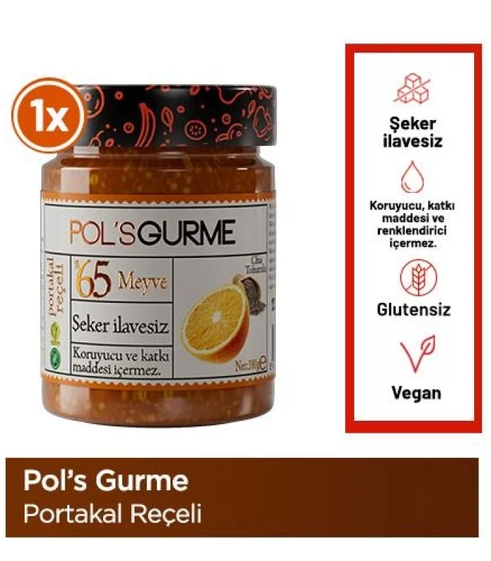 Pol’s Gurme Chia Tohumlu Şekersiz Portakal Reçeli 380 Gr