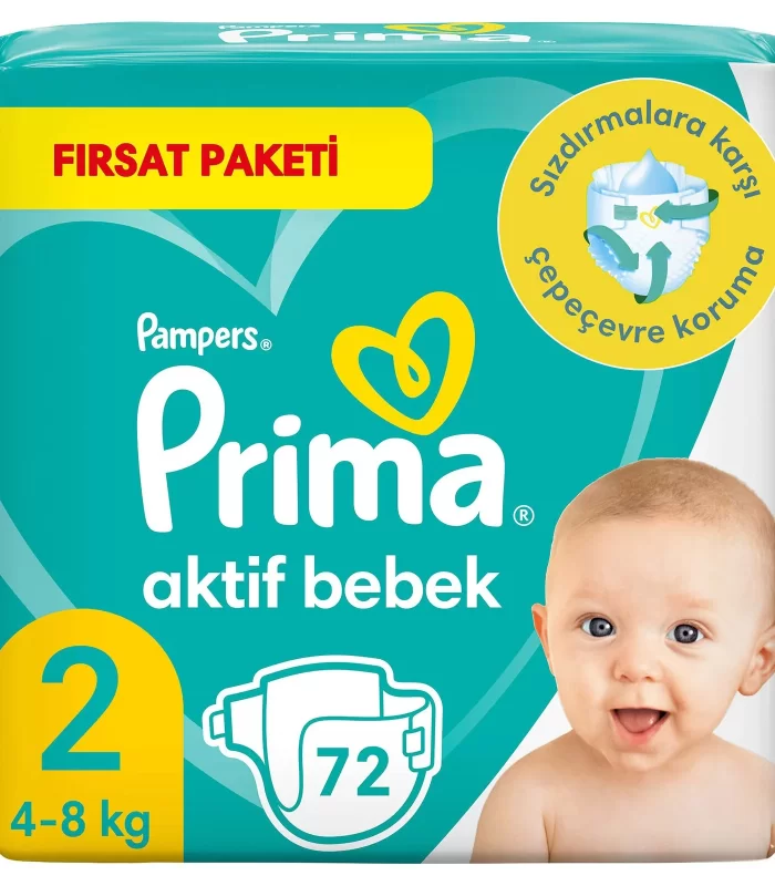 Prima Bebek Bezi Aktif Bebek Fırsat Paket 2 Beden 72 Adet