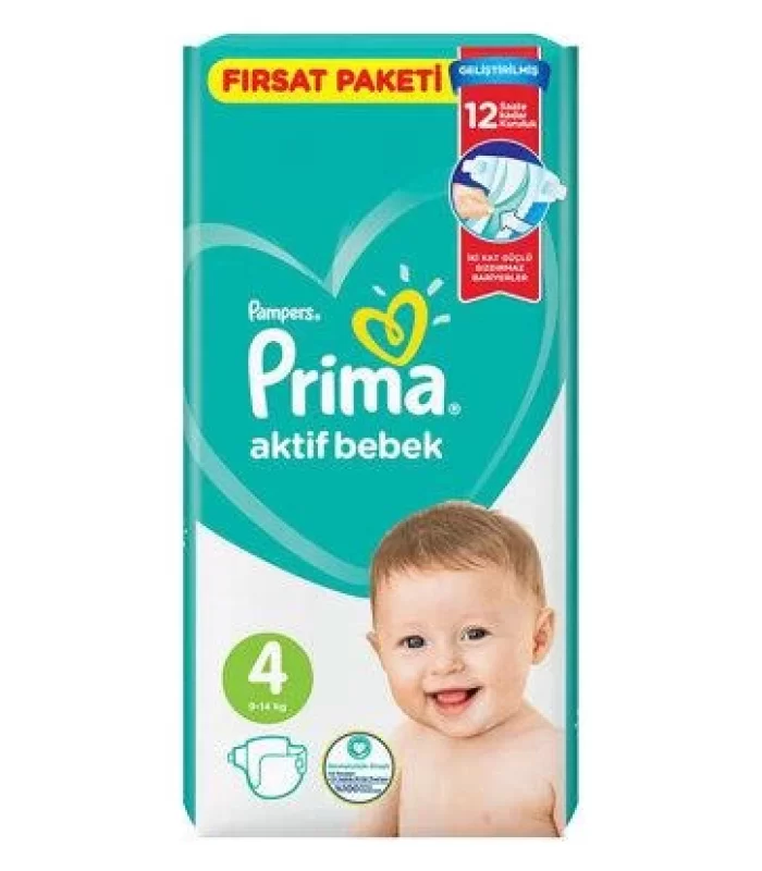 Prima Bebek Bezi Aktif Bebek Fırsat Paket 4 Beden 54 Adet