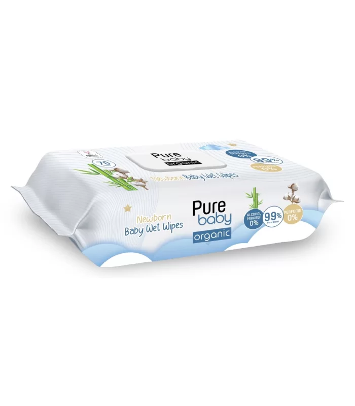 Pure Baby Organic Yenidoğan Islak Havlu Mendil 70 Yaprak