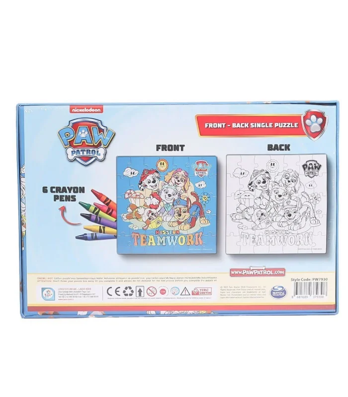 PW7930 Paw Patrol Boyamalı Puzzle -Laço