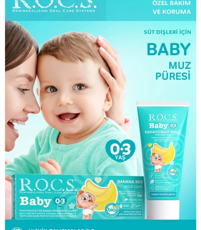 R.O.C.S.Bebek Diş Macunu Muz Püresi Tadında 0-3 Yaş 45 Gr