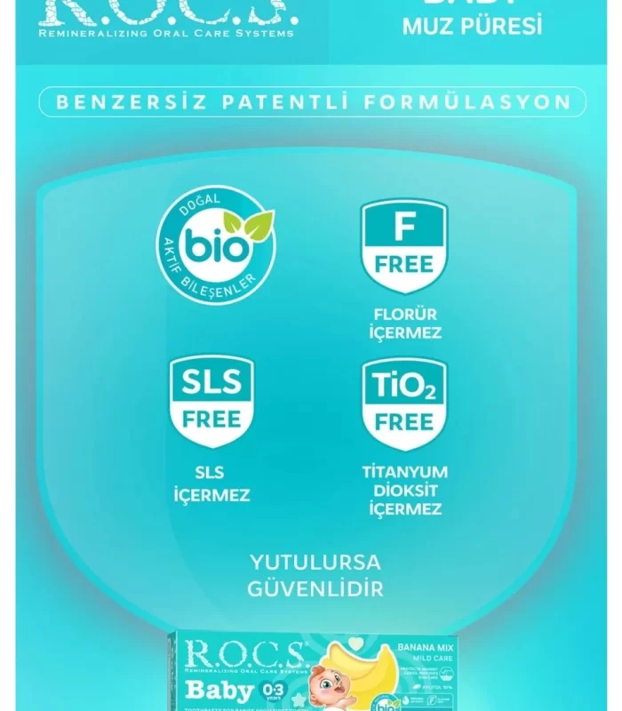 R.O.C.S.Bebek Diş Macunu Muz Püresi Tadında 0-3 Yaş 45 Gr