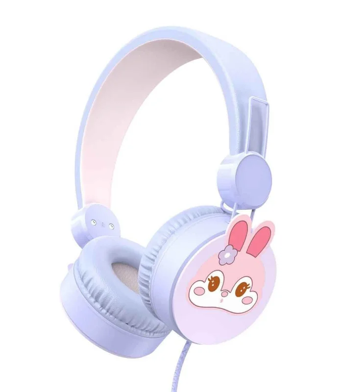 S0000007 -SUN-GLE-ECH-KULAKLIK MİKROFONLU KABLOLU TAVŞAN RESİMLİ LİLA