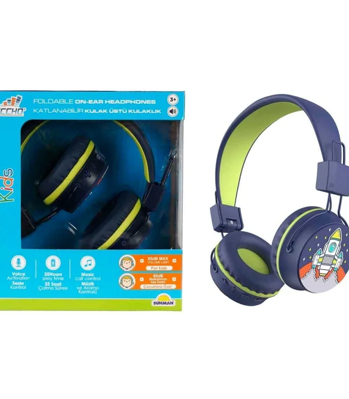 S00090370 -SUN-GLE-ECH-KULAKLIK MİKROFONLU KATLANABİLİR KABLOSUZ ROKET RESİMLİ L