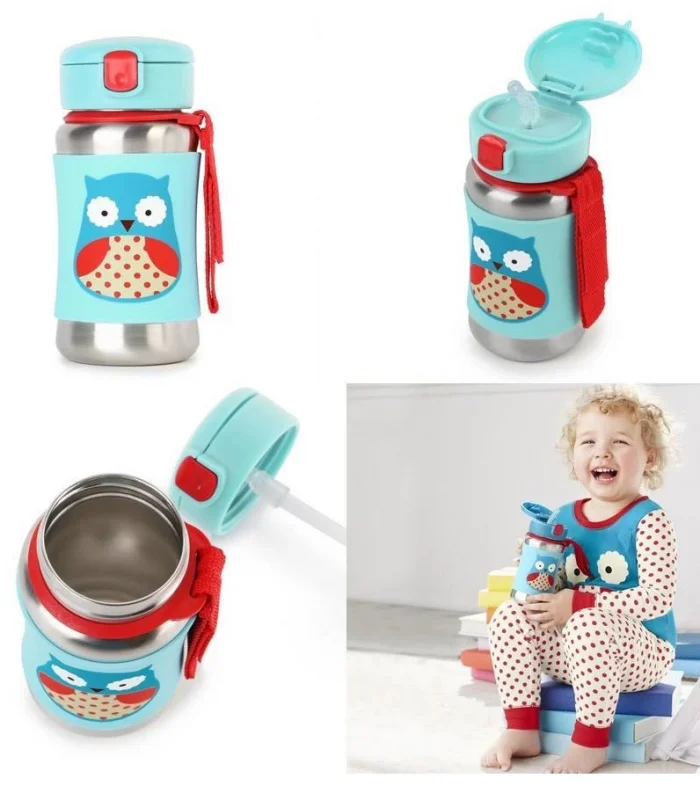 Skip Hop Zoo Pipetli Paslanmaz Çelik Suluk 350 ml Baykuş