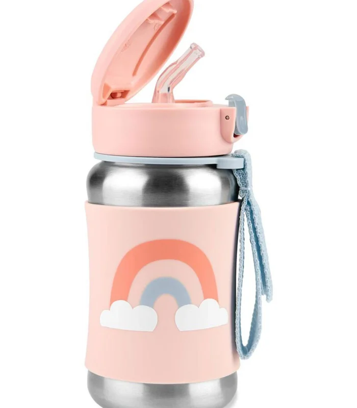 Skip Hop Zoo Pipetli Paslanmaz Çelik Suluk 350 ml Gökkuşağı