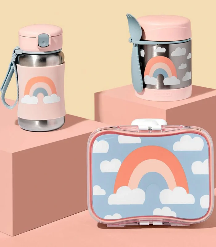 Skip Hop Zoo Pipetli Paslanmaz Çelik Suluk 350 ml Gökkuşağı