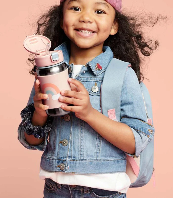 Skip Hop Zoo Pipetli Paslanmaz Çelik Suluk 350 ml Gökkuşağı