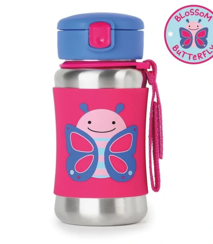 Skip Hop Zoo Pipetli Paslanmaz Çelik Suluk 350 ml Kelebek