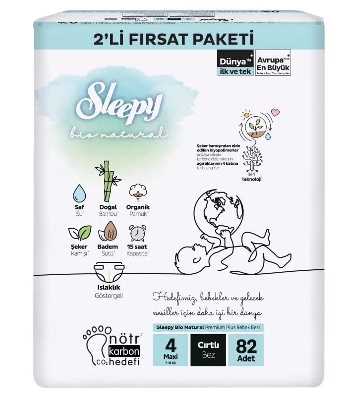 Sleepy Bio Natural Bebek Bezi 2li Fırsat Paketi 4 Beden 82 Adet