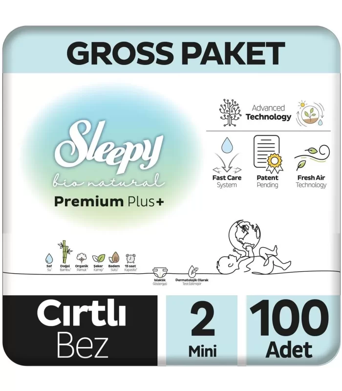 Sleepy Bio Natural Bebek Bezi Gross Paket 2 Beden 3-6 Kg 100 Adet