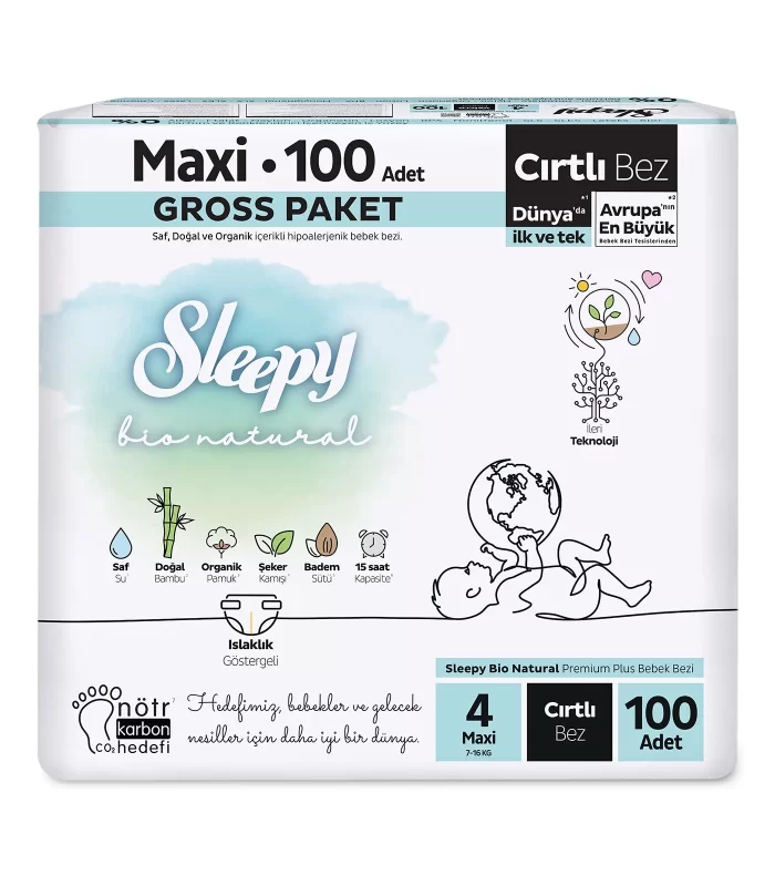 Sleepy Bio Natural Bebek Bezi Gross Paket 4 Beden 7-14 Kg 100 Adet